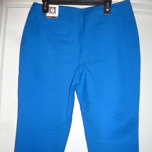 Anne Klein Slim Crop Petite Blue Woven pants ( waist is17.5") - Picture 4 of 16